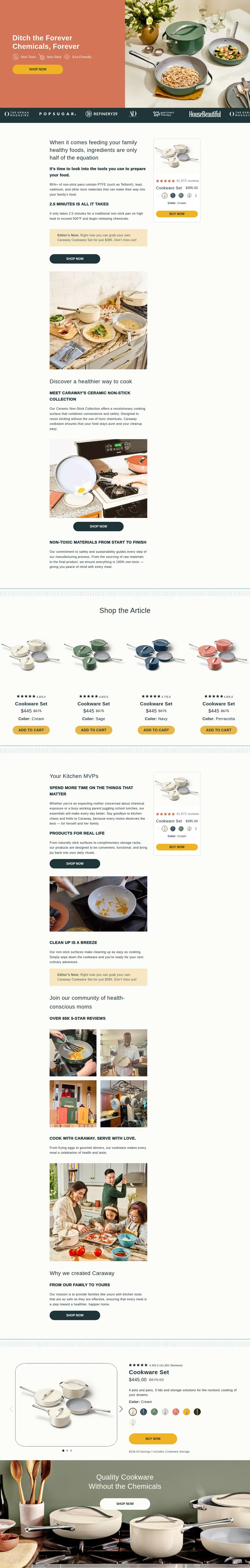 Top of Caraway's landing page