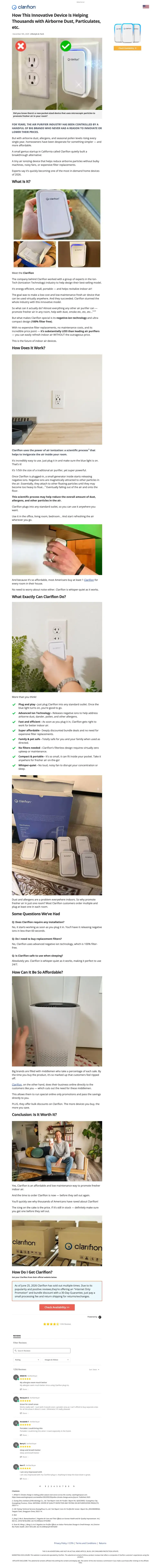 Top of Clarifion's landing page