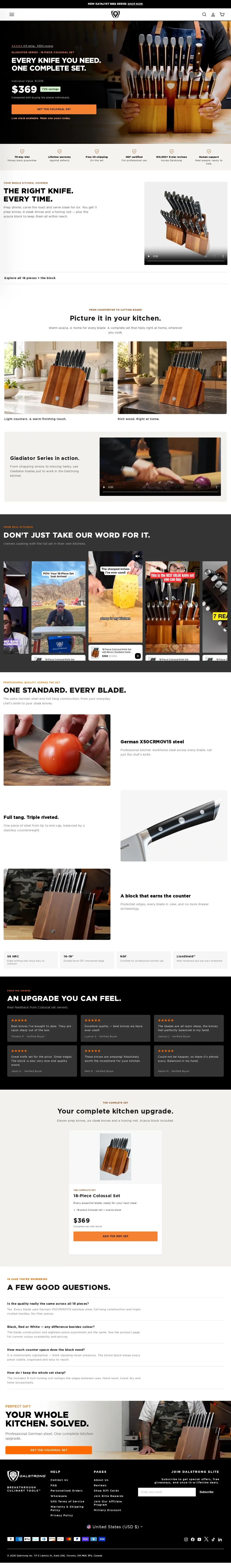 Top of Dalstrong's landing page