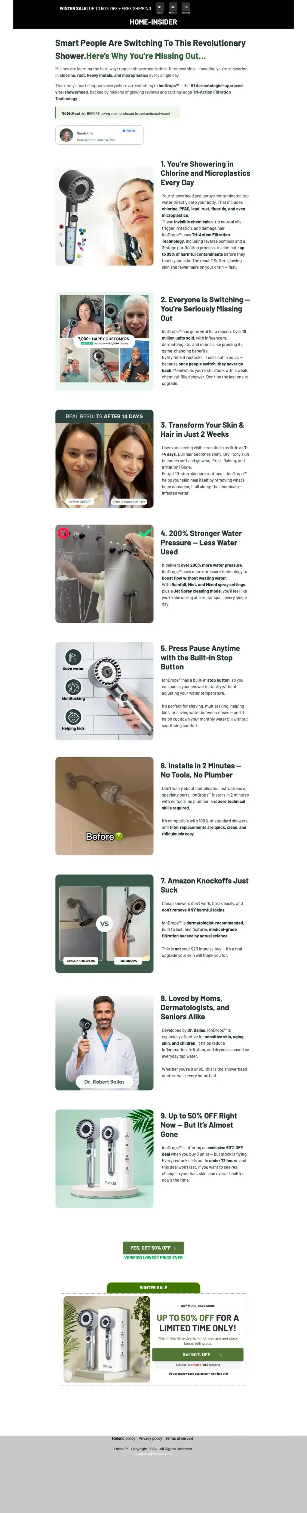 Top of Drivse's landing page