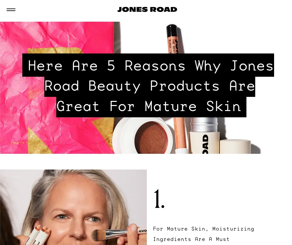 Top of Jones Road's landing page