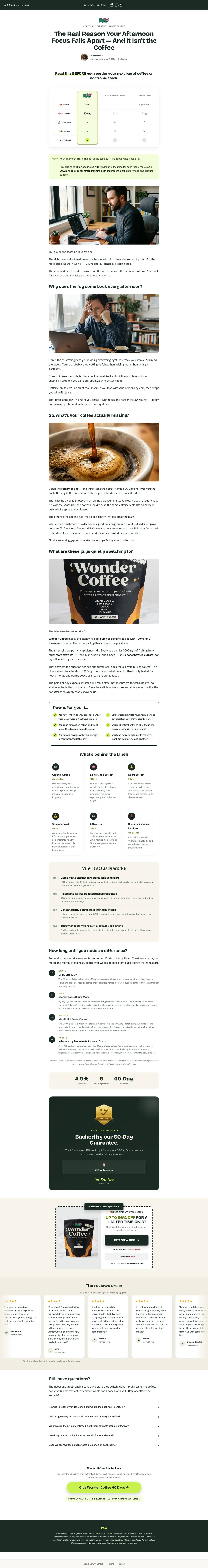 Top of Pow's landing page