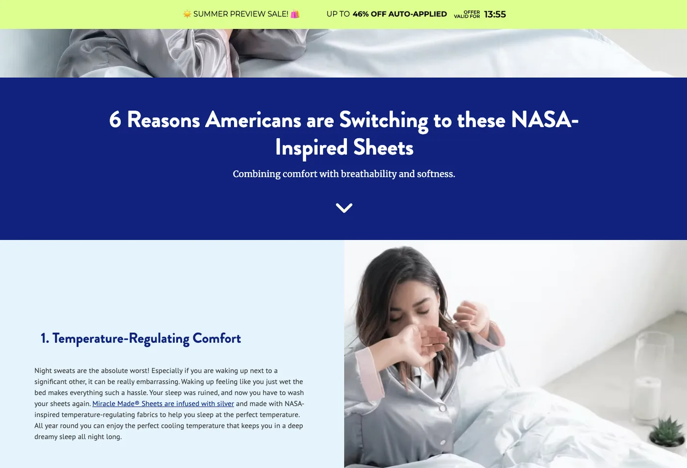 Top of Miracle Brand's landing page