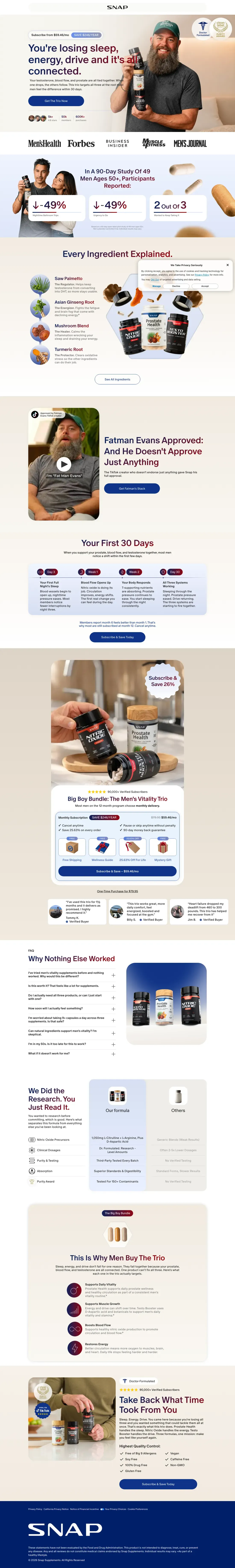 Top of Snap Supplements's landing page