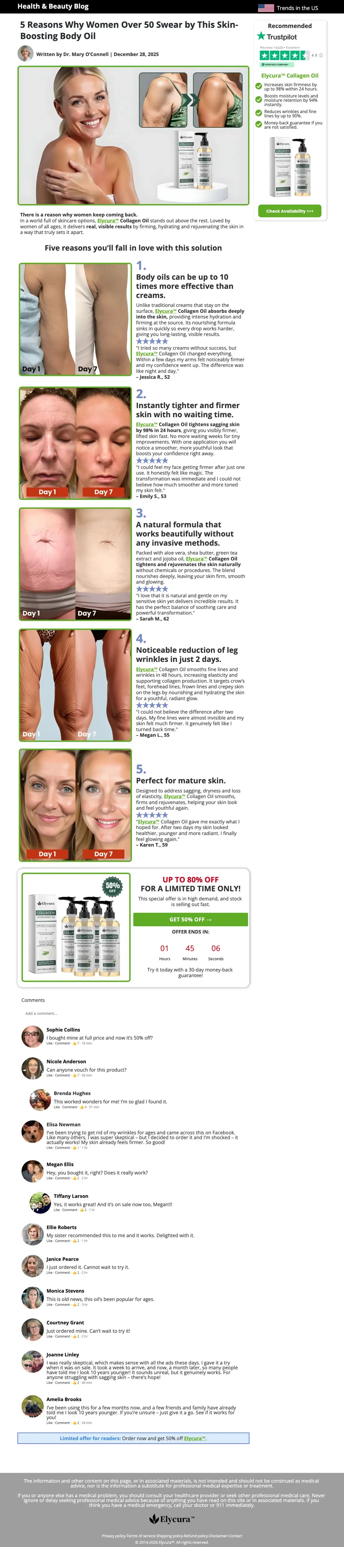 Top of Vital Skin Daily's landing page